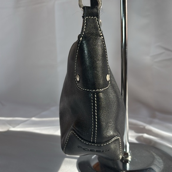 Vintage Fossil Black Smooth Leather Shoulder Bag - Picture 3 of 10